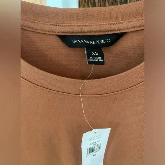 Banana Republic Terracotta T-Shirt Midi Casual Dress Side Slits Women's XS NWT - Picture 2 of 8